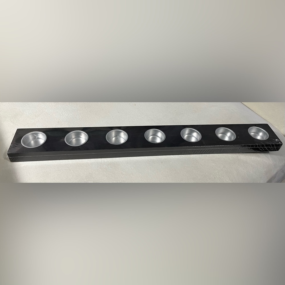 IKEA Black Solid Wood Candle Holder NWT